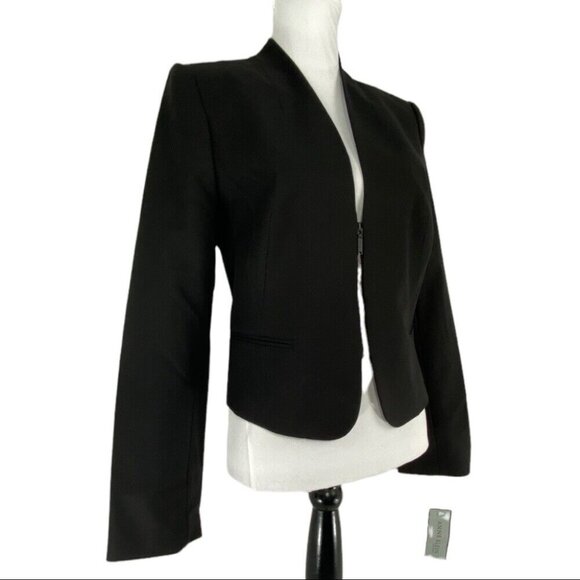 Anne Klein NWT Black Collarless Long‎ Sleeve Career Minimalist Blazer 8/C38 - Picture 5 of 10